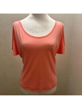 Pink Orange Short Sleeve Cold Shoulder Tee S